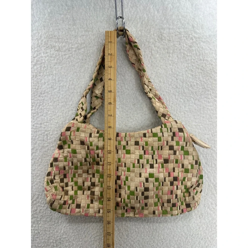The Sak Woven Hobo Bag Tan Green Pink Shoulder Bag Purse